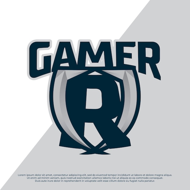 Gamer logo afbeelding met letter alfabet shield abstract esport league streamer logo