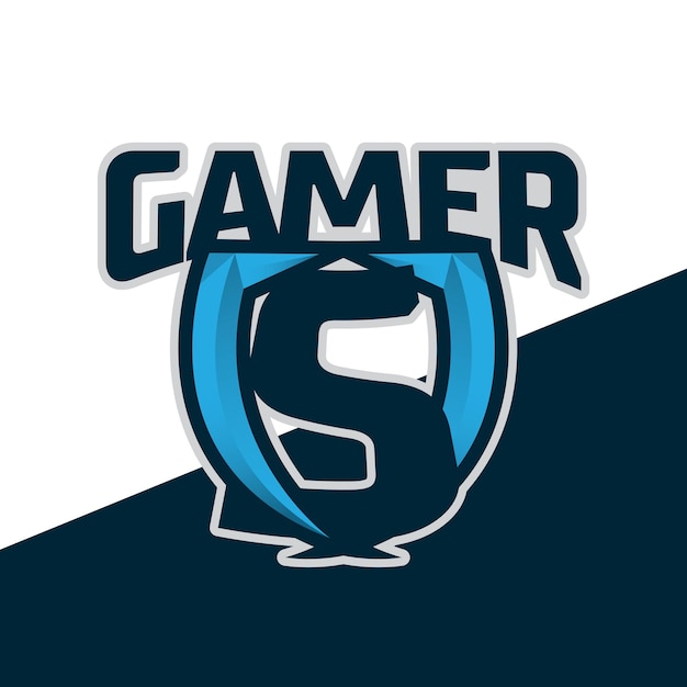 Vettore illustrazione del logo del giocatore con alfabeto lettera scudo astratto esport league logo streamer