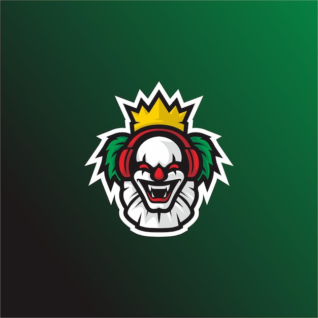 Vector gamer logo mascot clown design vector illustration