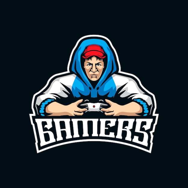 Gamer mascot logo design vector with modern illustration concept style for badge emblem and t shirt printing gamer illustration for sport and esport team