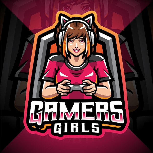 Gamer meisjes esport mascotte logo