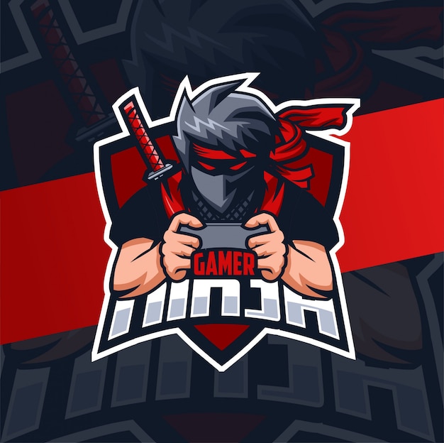 Gamer ninja assassin mascotte esport logo design