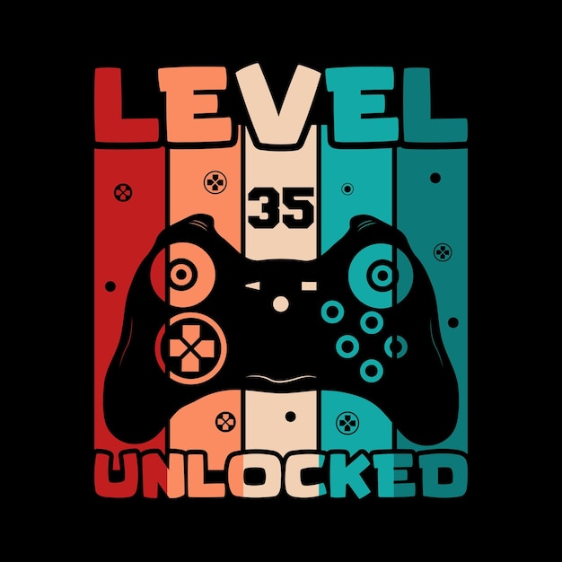 Gamer of gaming level 35 ontgrendeld t-shirtontwerp