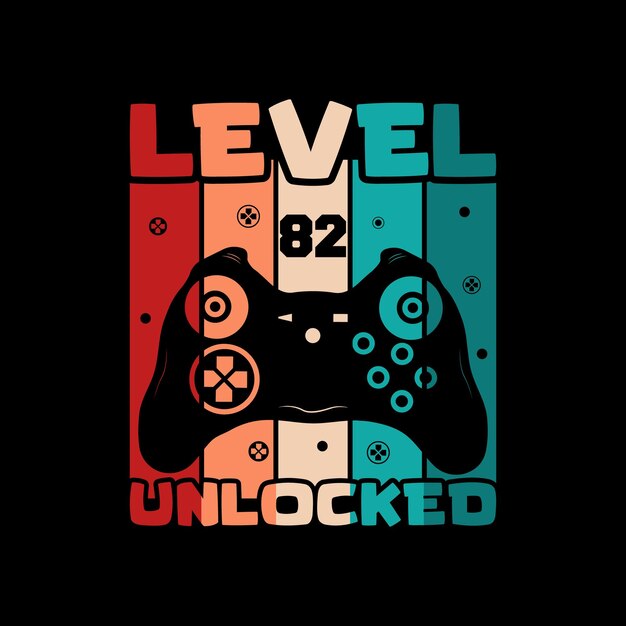 Gamer of gaming level 82 ontgrendeld t-shirtontwerp