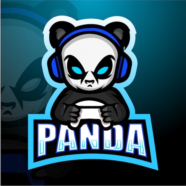 Gamer panda esport mascotte illustratie