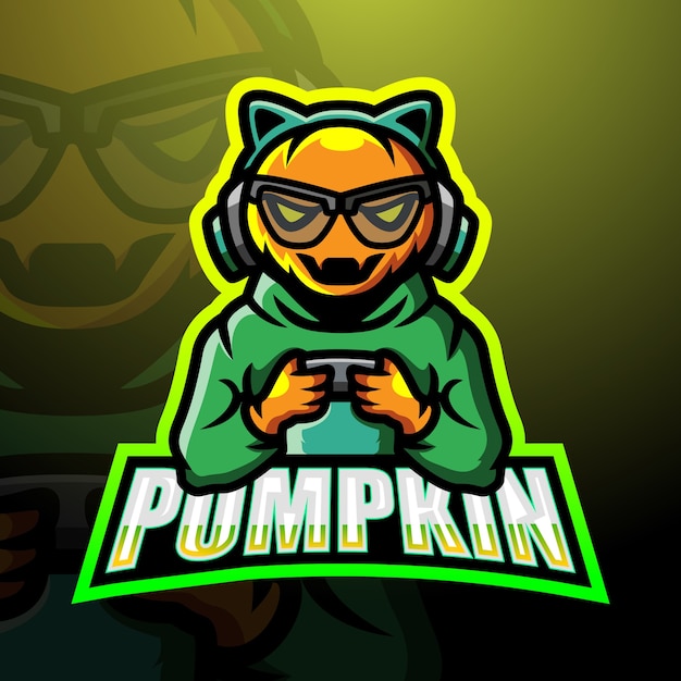 Vector gamer pumpkin mascot esport illustration