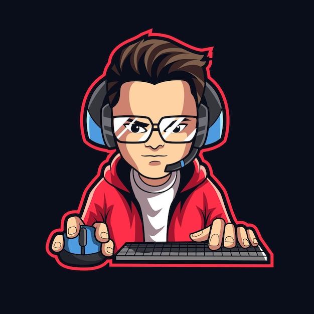 Gamer streamer mascot logo vector illustration