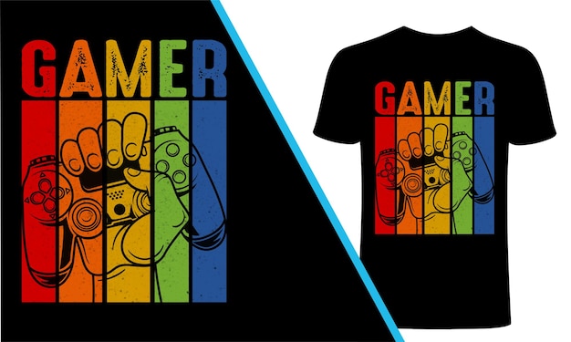 Gamer T-Shirt Design. Gaming rector, retro gaming vector.