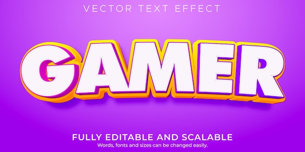 Gamer text effect editable cartoon and comic text style