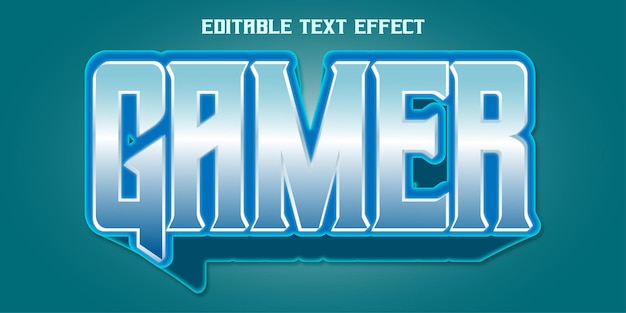 Gamer text effect with 3d style and gradient on the letters