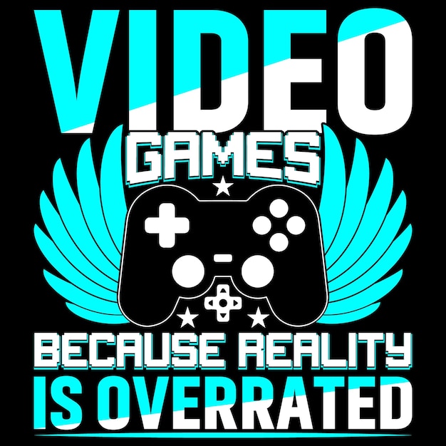 Gamer typografie T-shirt Design met bewerkbare vectorafbeelding.