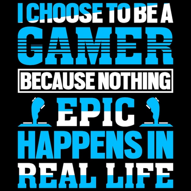 Gamer Typography T-shirt Design with editable vector graphic.