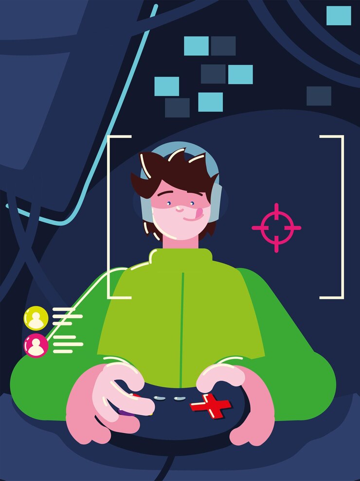 Vector gamer using control video game