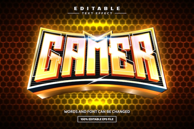 Gamer yellow 3D editable text effect template