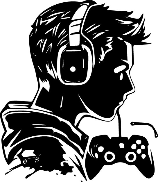 Gamer Zwart-wit vector illustratie