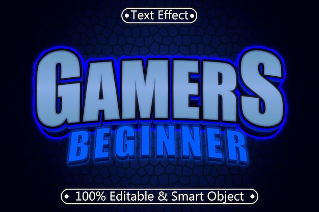 Gamers beginner editable text effect 3 dimension emboss modern style