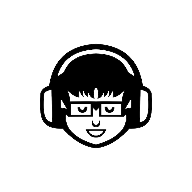 ゲーマーボーイマスコットロゴラインアートデザインイラスト