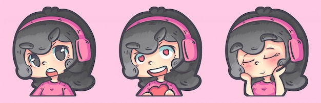 Gamers girls avatar illlustration