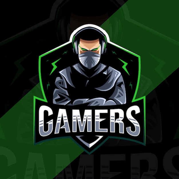 Gamers mascotte logo-ontwerp