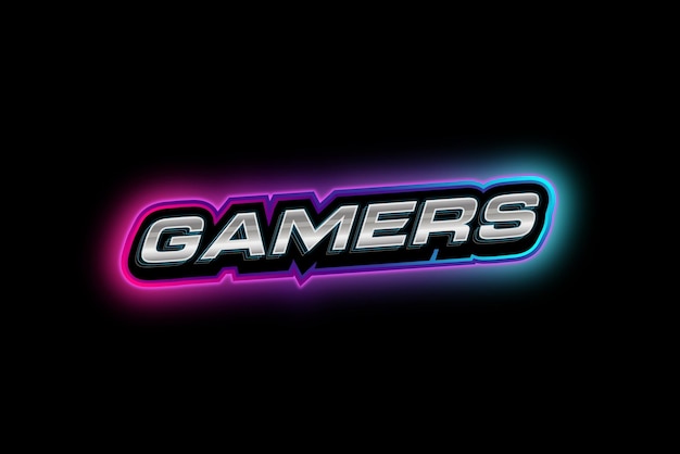 Vector gamers text effect blue and purple neon