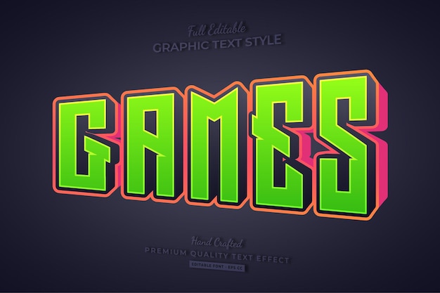 Games cartoon 3d editable text effect font style