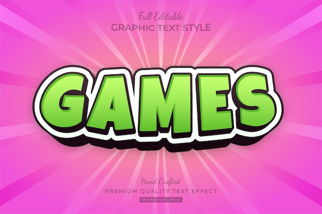 Games cartoon bewerkbare teksteffect lettertypestijl