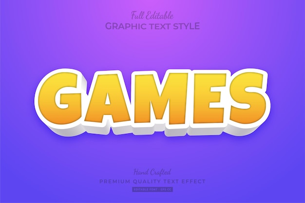 Games cartoon bewerkbare teksteffect lettertypestijl