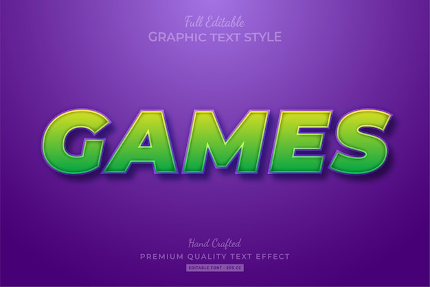 Игры мультфильм редактируемый текстовый эффект стиль шрифта