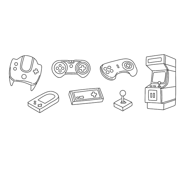 games hand drawn doodle illustrations vector set