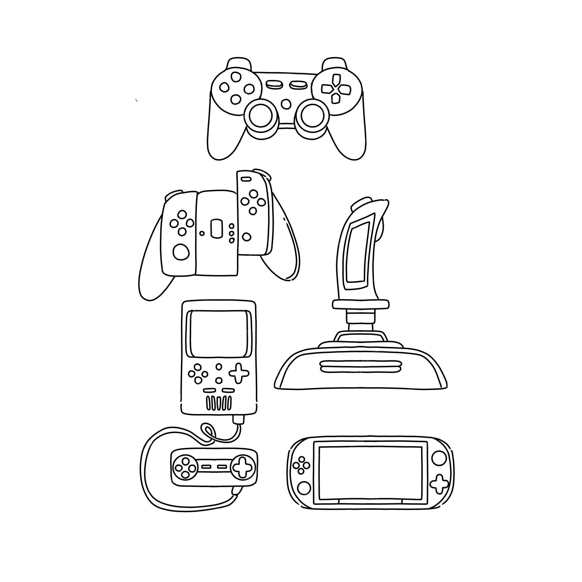 Set of video game in doodle style. Computer games line vector 23526070  Vector Art at Vecteezy