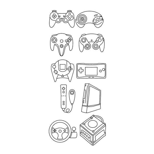 Vector games hand drawn doodle illustrations vector set