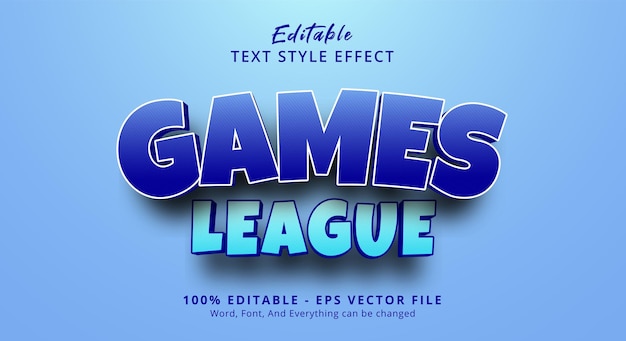 Games league text on blue color style, editable text effect