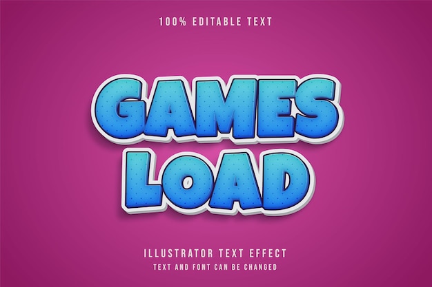 Games load,editable text effect blue gradation comic shadow text style