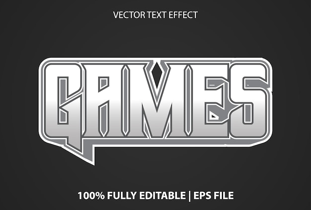 Games text effect on black and silver background