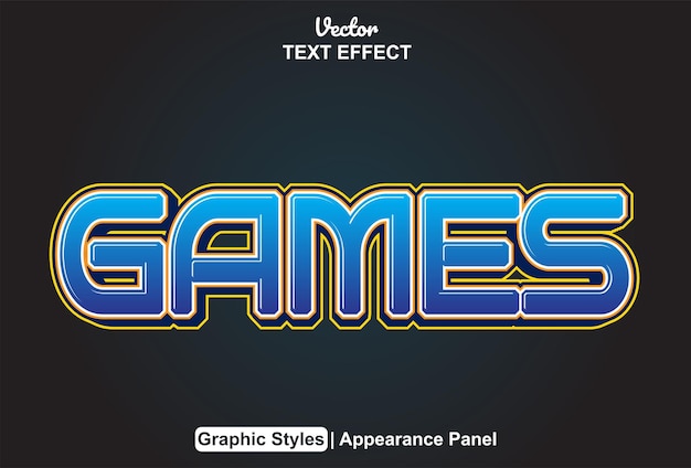 Games text effect with blue color graphic style editable