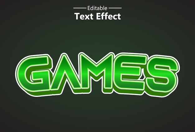 Games text effect with green color editable for logo