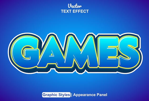 Games text effects with graphic style and editable