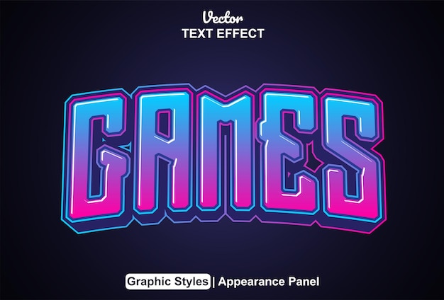 Games text effects with graphic style and editable