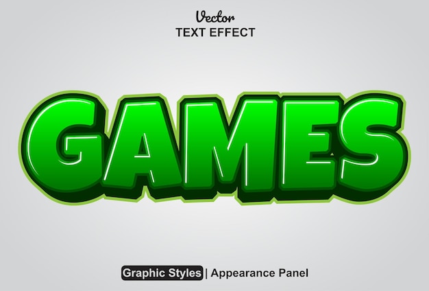 Games text effects with graphic style and editable