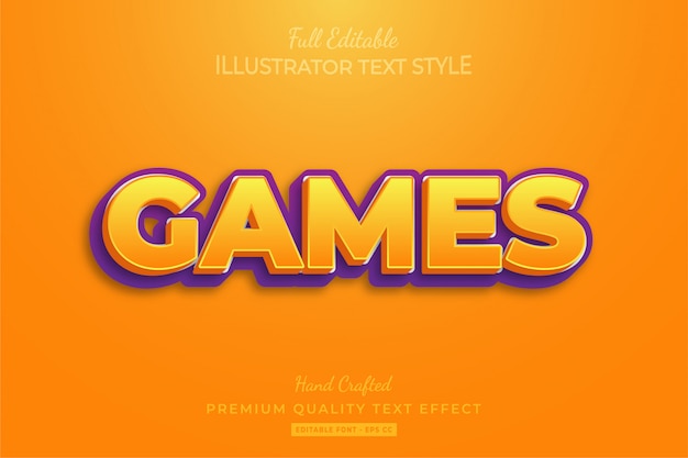 Titolo dei giochi effetto stile testo modificabile premium