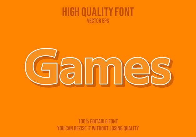 Games vector editable text effect