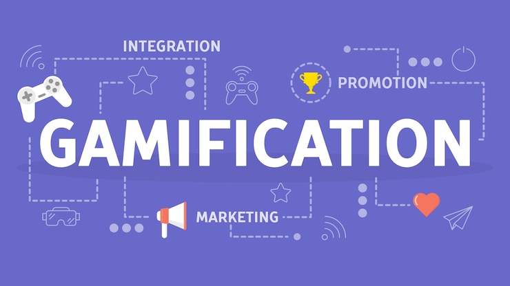 Vector gamification concept. spelmechanica integreren in website