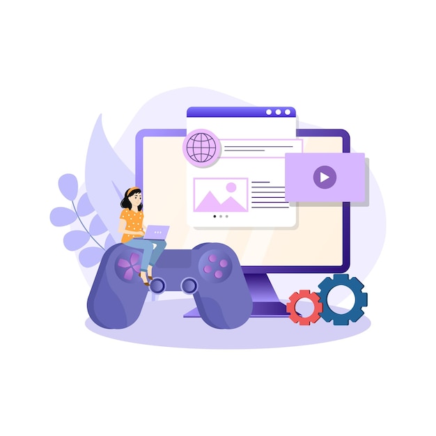 Gamification illustration development video games girl write