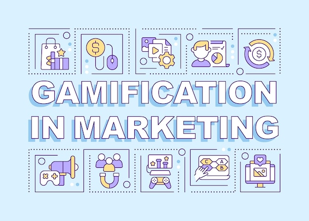 Gamification in marketing word concepts blue banner