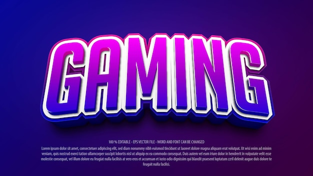 Vector gaming 3d style editable text effect
