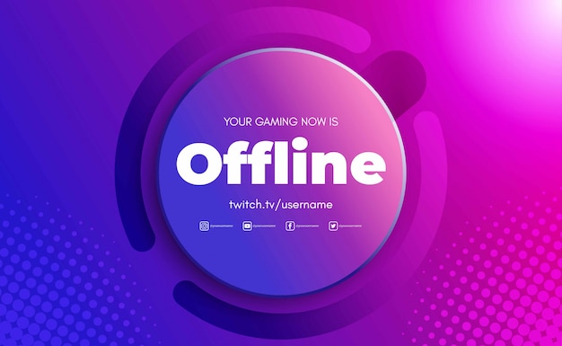 Sfondo di gioco per il flusso di twitch offline, sfondo futuristico astratto con luce splendente. illustrazione