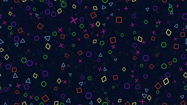 Vector gaming colorful seamless pattern with geometric objects