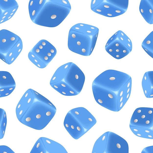 Gaming dobbelstenen patroon casino ontwerp geometrisch patroon met afbeeldingen van 3d-kubussen symbolen van gelukkige spelers voor het gokken fatsoenlijke vector naadloze achtergrond