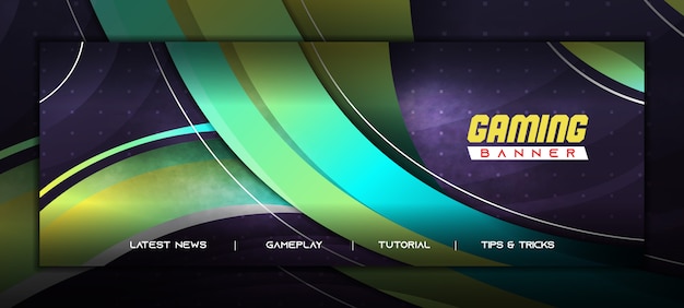 Vector gaming e sport social media banner template with green yellow gradient