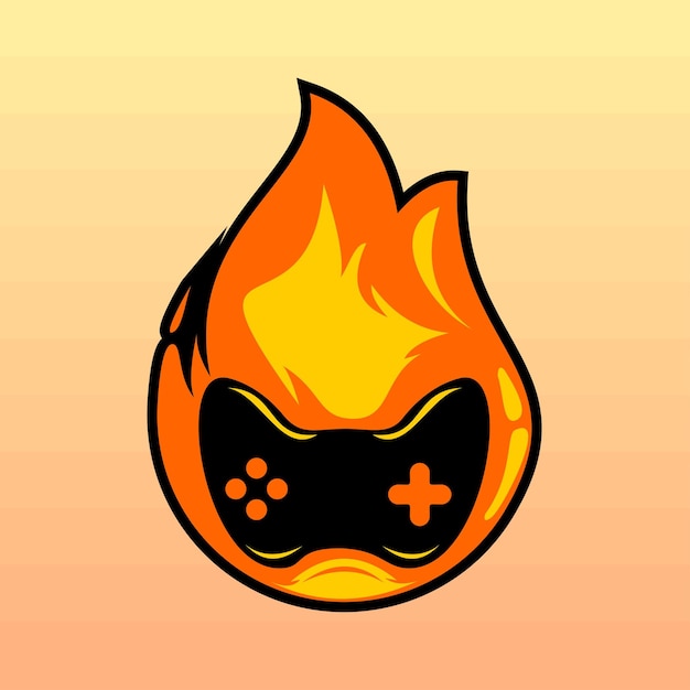 Vector gaming fire logo icon designs vector game pad with a fire for gaming logo